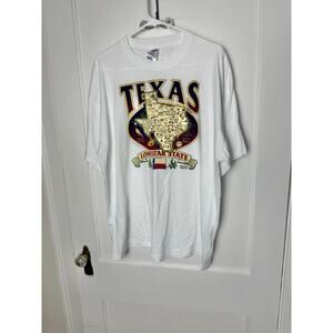 Vintage Y2K Texas Lonestar State White Short Sleeve Graphic T-shirt Size XL
